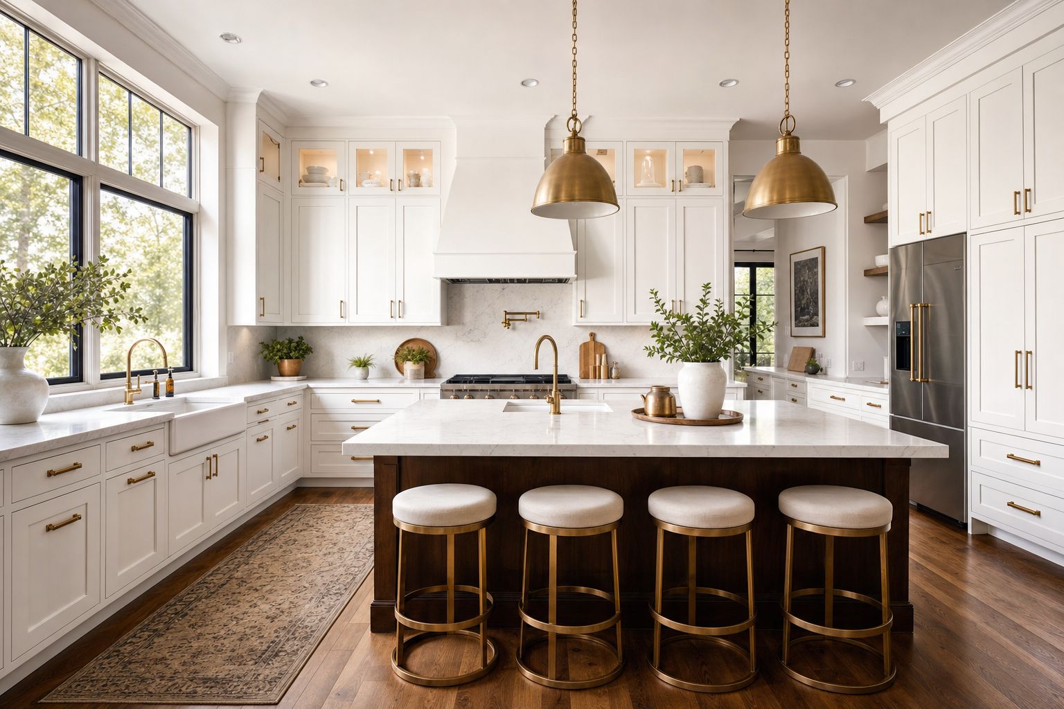Representative Project Inspiration — modern kitchen with white cabinetry and brass fixtures